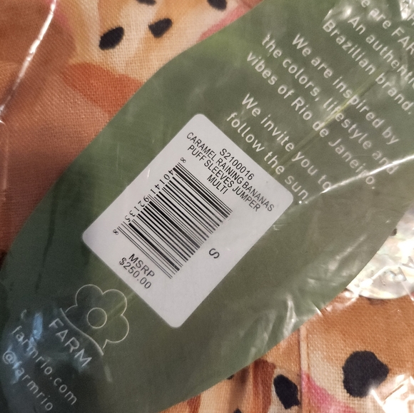 NWT FARM Rio Caramel Raining Bananas Puff Sleeve Jumper - Picture 3 of 6